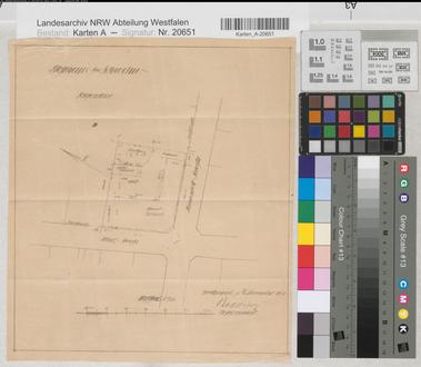 Schwelm (Schwelm) - Posthaus - Lageplan - 1910 - 1 : 500 - 30,5 x 28 - Pause - Buddeberg, Postbaurat - Oberpostdirektion Dortmund Nr. 1699