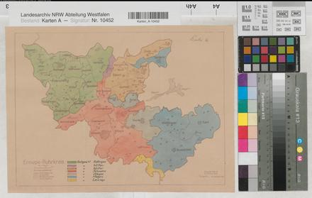 Ennepe-Ruhr-Kreis - Amtsgerichtsbezirke - 1929 - 1 : 100 000 - 26 x 36 - kol. Pause - Kreisbauamt - Oberlandesgericht Hamm Nr. 747