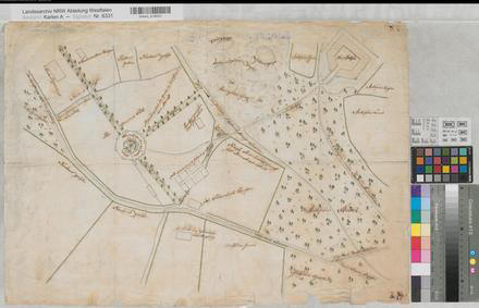 Schwelm (Schwelm) - Gesundbrunnen bei Haus Martfeld - Lageplan - 18.Jh. - (1 : 1000) - 49 x 70 - kol. Zeichnung - KSA Nr. 463b