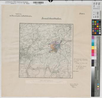 Schwelm (Schwelm) - Ergänzung der Kanalisation - Generalübersichtsplan - 1908 - 1 : 25 000 - 36 x 35 - Einzeichnung in Pause - Stadtbaumeister Bussmann - Regierung Arnsberg