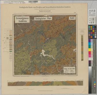 Ennepetalsperre bei Peddenöde - Blatt 2 geologischer Plan - 1937 - 1 : 25 000 - 45 x 47 - Einzeichnung in Geologische Karte v. Preußen: Radevormwald - Regierung Arnsberg